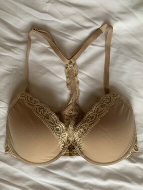 Natori Nude Feathers Lace-Trim Racerback Bra